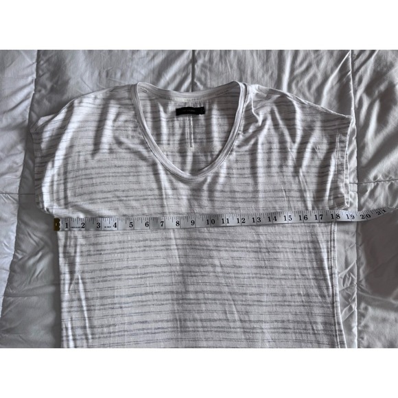 Calvin Klein Jeans CK Ivory Striped Short-Sleeved Capped Sleeve Blouse Medium - Picture 3 of 8